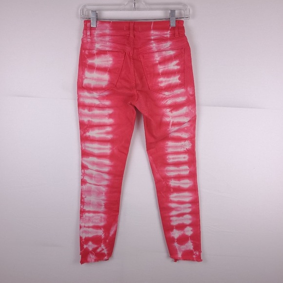 NWT DL1961 Florence Tie-Dye Pink Skinny Jeans Size 25 Raw Hem - Picture 5 of 9